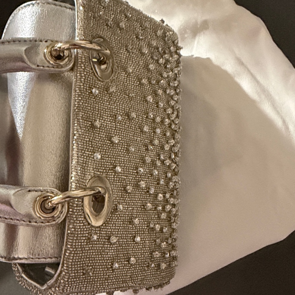 DIOR LADY D-JOY MICRO BAG SILVER-GOLD HW SATIN GRADIENT BEAD EMBROIDERY PRELOVED - Picture 6 of 13